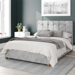Aspire Hepburn Double Silver Mirazzi Velvet Ottoman Bed - Aspire Beds - Wilko