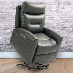 Portland Grey Overstuffed Riser and Recliner Chair with USB Ports - Size: Single - Wilko - thumbnail 1
