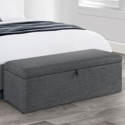 Julian Bowen Sorrento Slate Grey Linen Blanket Box - Size: 45 x 140 x 41cm - Wilko
