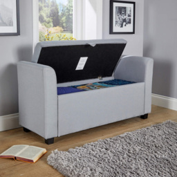 Home Source Verona Light Grey Sleigh Style Window Seat with Storage - Size: 55 x 107 x 41.5cm - Wilko - thumbnail 7
