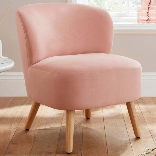 GFW Evie Blush Pink Velvet Accent Chair - Size: Single - Wilko - image 1