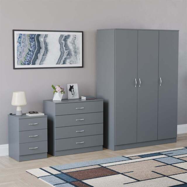Vida Designs Riano Grey 3 Piece Bedroom Furniture Set - Wilko - image 1