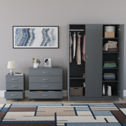 Vida Designs Riano Grey 3 Piece Bedroom Furniture Set - Wilko - thumbnail 4