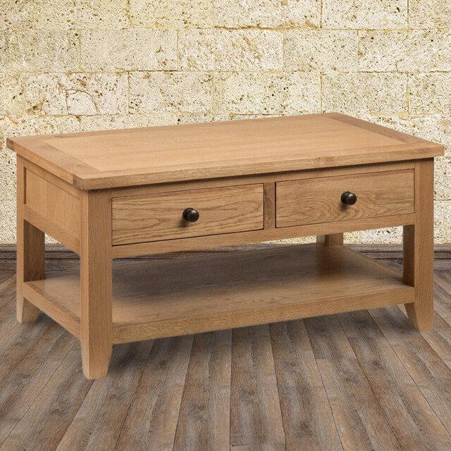 Julian Bowen Astoria 2 Drawer Oak Coffee Table - Wood - Wilko - image 1