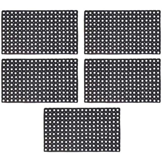 JVL Rondo Rubber Scraper Door Mat 50 x 100cm 5 Pack - Black - JVL Homewares - Wilko - image 1