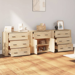 vidaXL 2 Door 7 Drawer Sonoma Oak Sideboard 3 Piece - Size: 70 x 240 x 33cm - Brown - Wilko - thumbnail 1
