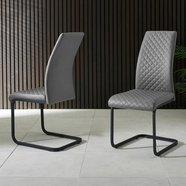 Julian Bowen Xavier Set of 4 Grey Faux Leather Upholstered Cantilever Dining Chairs - Wilko - image 1