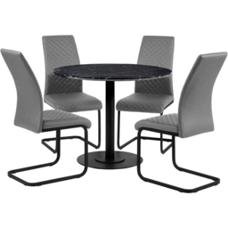 Julian Bowen Xavier Set of 4 Grey Faux Leather Upholstered Cantilever Dining Chairs - Wilko - thumbnail 6