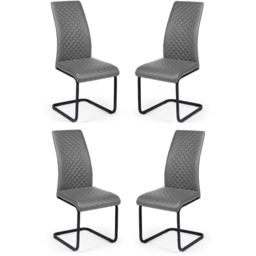 Julian Bowen Xavier Set of 4 Grey Faux Leather Upholstered Cantilever Dining Chairs - Wilko - thumbnail 3
