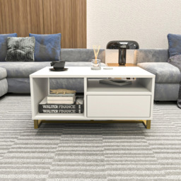 Decorotika Utopie 2 Door 2 Shelf White Modern Coffee Table - Size: 47 x 90 x 60cm - Wilko - thumbnail 6
