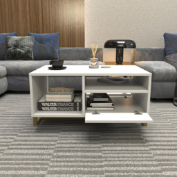 Decorotika Utopie 2 Door 2 Shelf White Modern Coffee Table - Size: 47 x 90 x 60cm - Wilko - thumbnail 7