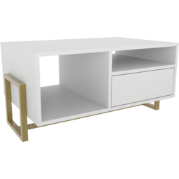 Decorotika Utopie 2 Door 2 Shelf White Modern Coffee Table - Size: 47 x 90 x 60cm - Wilko - thumbnail 3