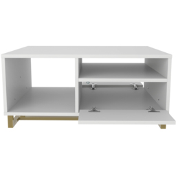 Decorotika Utopie 2 Door 2 Shelf White Modern Coffee Table - Size: 47 x 90 x 60cm - Wilko - thumbnail 4