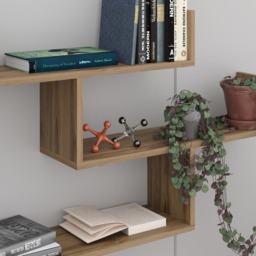 Decortie Tibet 3 Shelf Deep Oud Zigzag Wall Mounted Bookcase - Brown - Wilko - thumbnail 5