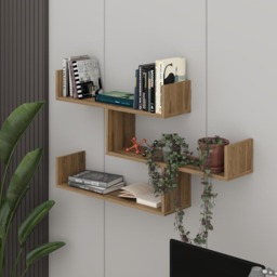 Decortie Tibet 3 Shelf Deep Oud Zigzag Wall Mounted Bookcase - Brown - Wilko - thumbnail 6