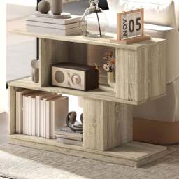 HOMCOM 4 Shelf Natural Wood Finish S Shaped Nightstand - Brown - Wilko - thumbnail 1