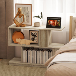 HOMCOM 4 Shelf Natural Wood Finish S Shaped Nightstand - Brown - Wilko - thumbnail 5