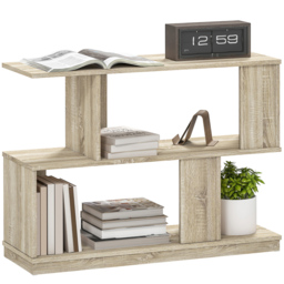 HOMCOM 4 Shelf Natural Wood Finish S Shaped Nightstand - Brown - Wilko - thumbnail 3