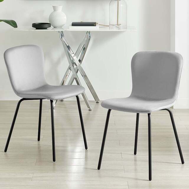 Furniturebox Sienna Set of 2 Light Grey Velvet Dining Chairs - Wilko - image 1