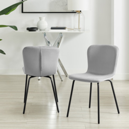 Furniturebox Sienna Set of 2 Light Grey Velvet Dining Chairs - Wilko - thumbnail 7