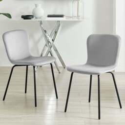 Furniturebox Sienna Set of 2 Light Grey Velvet Dining Chairs - Wilko - thumbnail 1
