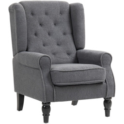 HOMCOM Retro Charcoal Grey Tufted Club Fabric Accent Armchair - Size: Single - Wilko - thumbnail 3