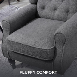 HOMCOM Retro Charcoal Grey Tufted Club Fabric Accent Armchair - Size: Single - Wilko - thumbnail 7