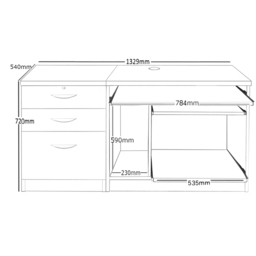 R White Cabinets 2 Drawer Single Cabinet Set-06 Computer Desk Light Brown - Size: 72.8 x 132.9 x 54cm - Wilko - thumbnail 6