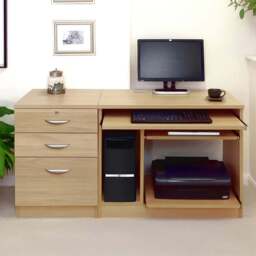 R White Cabinets 2 Drawer Single Cabinet Set-06 Computer Desk Light Brown - Size: 72.8 x 132.9 x 54cm - Wilko - thumbnail 1
