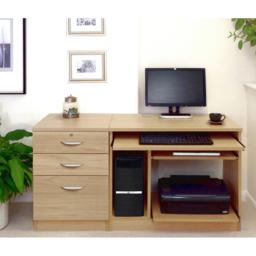R White Cabinets 2 Drawer Single Cabinet Set-06 Computer Desk Light Brown - Size: 72.8 x 132.9 x 54cm - Wilko - thumbnail 5