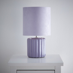 Kliving Zoe Lilac Velvet Shade Ceramic Table Lamp - Size: 33 x 18 x 18cm - Purple - Wilko - thumbnail 3