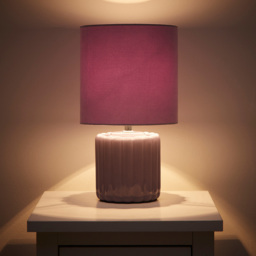 Kliving Zoe Lilac Velvet Shade Ceramic Table Lamp - Size: 33 x 18 x 18cm - Purple - Wilko - thumbnail 4