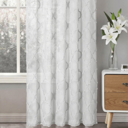 Velosso Tufted White Mariella Sheer Voile Panel Curtain 150 x 228cm - Size: W 150 x D 228cm - Wilko - thumbnail 4