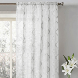 Velosso Tufted White Mariella Sheer Voile Panel Curtain 150 x 228cm - Size: W 150 x D 228cm - Wilko - thumbnail 3