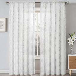 Velosso Tufted White Mariella Sheer Voile Panel Curtain 150 x 228cm - Size: W 150 x D 228cm - Wilko - thumbnail 1