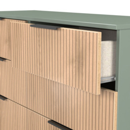 Crowndale Java 6 Drawer Slatt Effect and Reed Green Wide Midi Chest of Drawer - Wilko - thumbnail 6