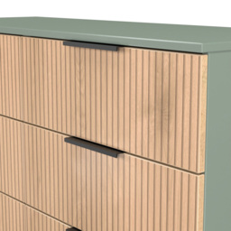 Crowndale Java 6 Drawer Slatt Effect and Reed Green Wide Midi Chest of Drawer - Wilko - thumbnail 7