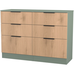 Crowndale Java 6 Drawer Slatt Effect and Reed Green Wide Midi Chest of Drawer - Wilko - thumbnail 5