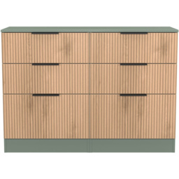 Crowndale Java 6 Drawer Slatt Effect and Reed Green Wide Midi Chest of Drawer - Wilko - thumbnail 3