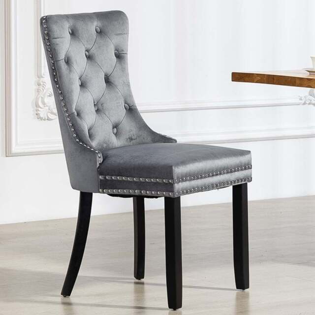 Artemis Home Ceres Set of 2 Grey Velvet Fabric Dining Chair - Wilko - image 1