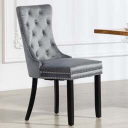 Artemis Home Ceres Set of 2 Grey Velvet Fabric Dining Chair - Wilko - thumbnail 1