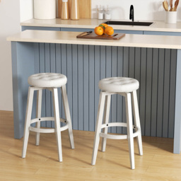 Costway White Swivel Bar Stool Set of 2 - Size: 81 x 52 x 17cm - Wilko - thumbnail 5