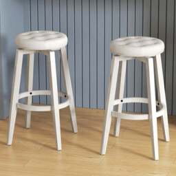 Costway White Swivel Bar Stool Set of 2 - Size: 81 x 52 x 17cm - Wilko
