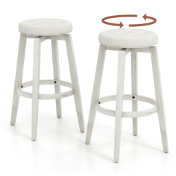 Costway White Swivel Bar Stool Set of 2 - Size: 81 x 52 x 17cm - Wilko - thumbnail 4