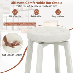 Costway White Swivel Bar Stool Set of 2 - Size: 81 x 52 x 17cm - Wilko - thumbnail 7