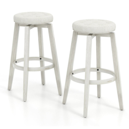 Costway White Swivel Bar Stool Set of 2 - Size: 81 x 52 x 17cm - Wilko - thumbnail 3