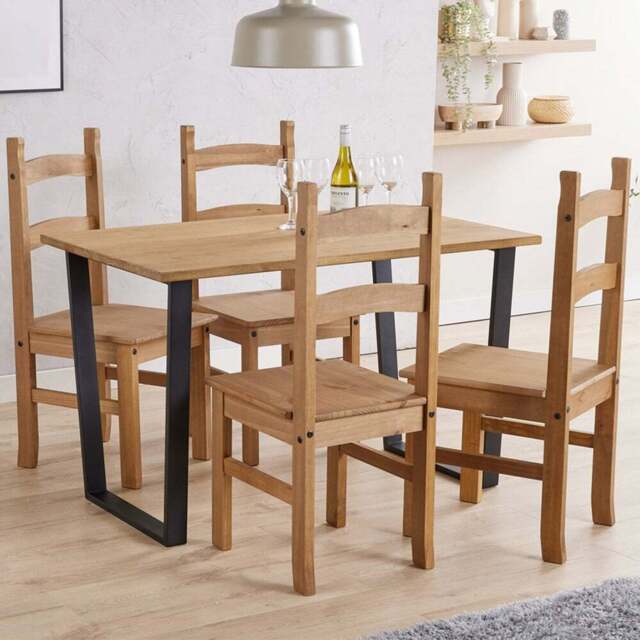 Core Product Texas 4 Seater Dining Set Antique Wax Pine - Brown - Core Products - Wilko - image 1