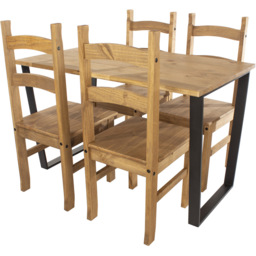 Core Product Texas 4 Seater Dining Set Antique Wax Pine - Brown - Core Products - Wilko - thumbnail 3