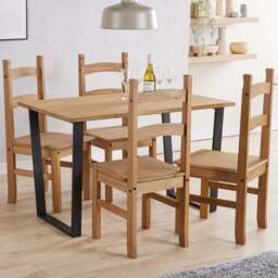 Core Product Texas 4 Seater Dining Set Antique Wax Pine - Brown - Core Products - Wilko