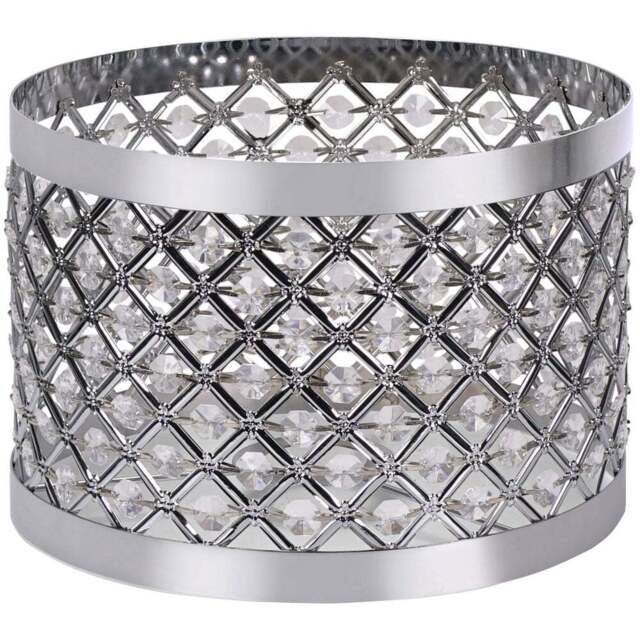 ValueLights Hadley Silver Jewel Drum Lamp Shade - Size: 16.5 x 24 x 24cm - White - Wilko - image 1